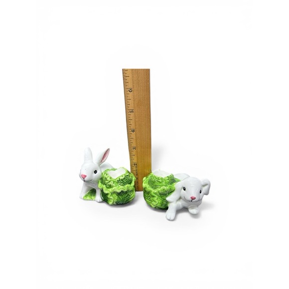 Vintage Ceramic Rabbit With Cabbage Dinner Taper Candle Holder Easter Spring - Picture 4 of 7
